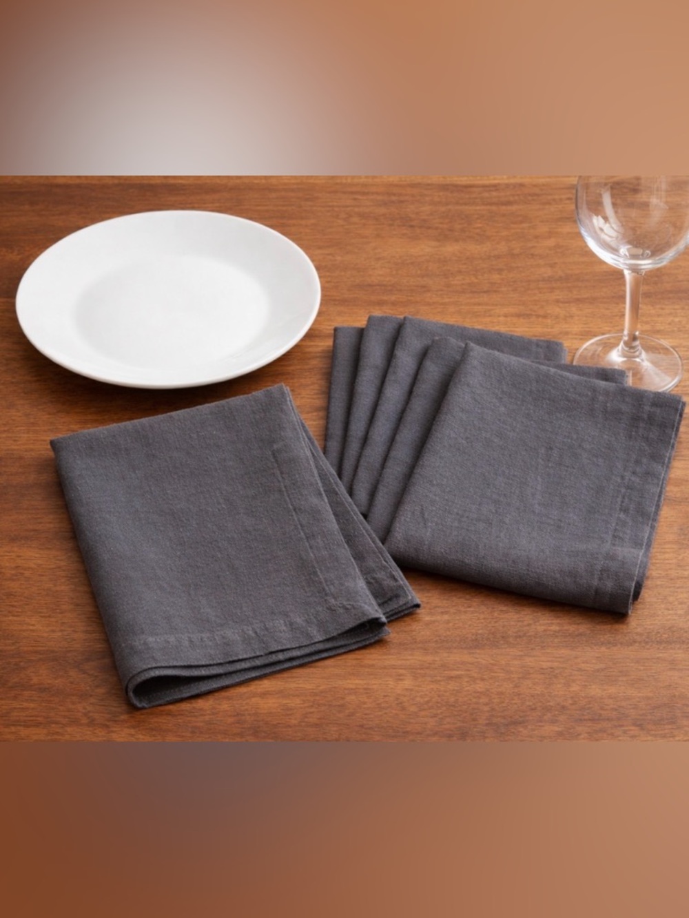 Sur La Table Linen Napkins 4 Charcoal Modern‎ Farmhouse Elegant Table Setting